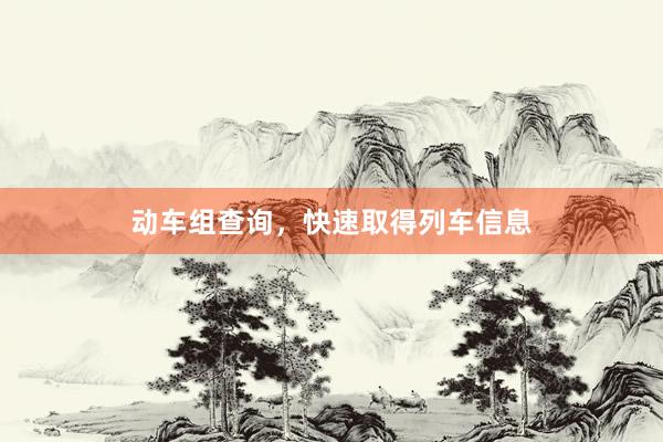 动车组查询,快速取得列车信息